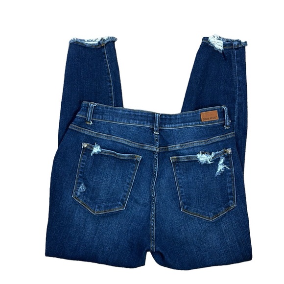 Judy Blue Denim - Judy Blue Skinny Fit Destroyed Stretch Jeans Women's 14W Med. Blue Holes Fraying